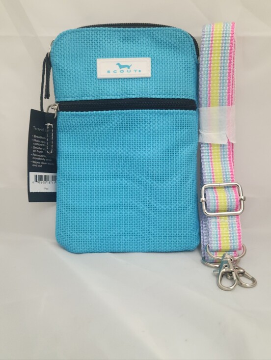 Scout Handbags - Scout Poly Pocket Small Crossbody Bag in Turquoise with Multicolor Strap